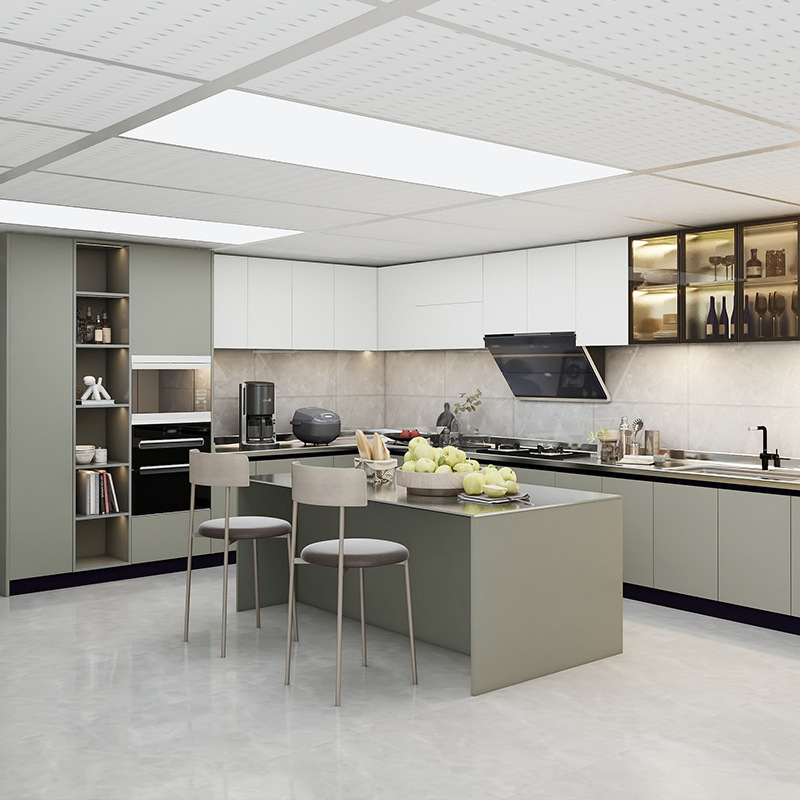 厂家直供整体304不锈钢厨柜一体式储物柜碗柜高端家用小户型定 制