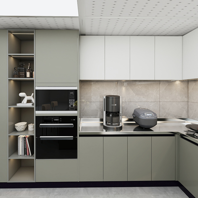 厂家直供整体304不锈钢厨柜一体式储物柜碗柜高端家用小户型定 制