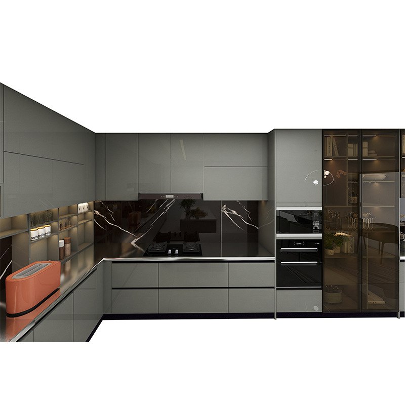 厂家直供整体304不锈钢厨柜一体式储物柜碗柜高端家用小户型定 制