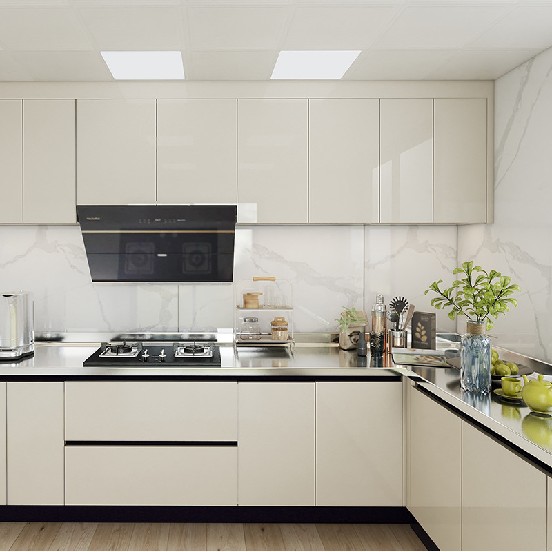 佛山厂家整体橱柜衣柜定制现代整体厨柜家用一体不锈钢台面橱柜