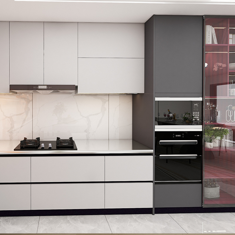 佛山厂家整体橱柜衣柜定制现代整体厨柜家用一体不锈钢台面橱柜