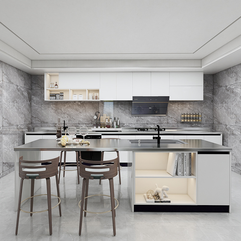 佛山厂家供应一站式灶台水槽一体橱柜 灶台柜厨房柜家用整体厨房