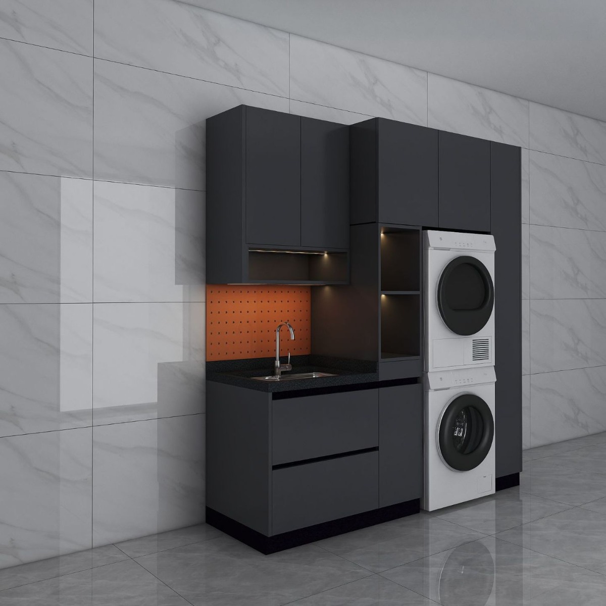 厂家供应一体不锈钢橱柜灶台柜水槽现代简约加工洗衣柜新款阳台柜