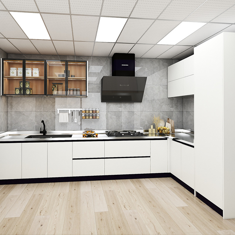 厂家直销橱柜批发 家用厨房防潮304不锈钢厨柜整体开放式厨房橱柜 哈 搜标题