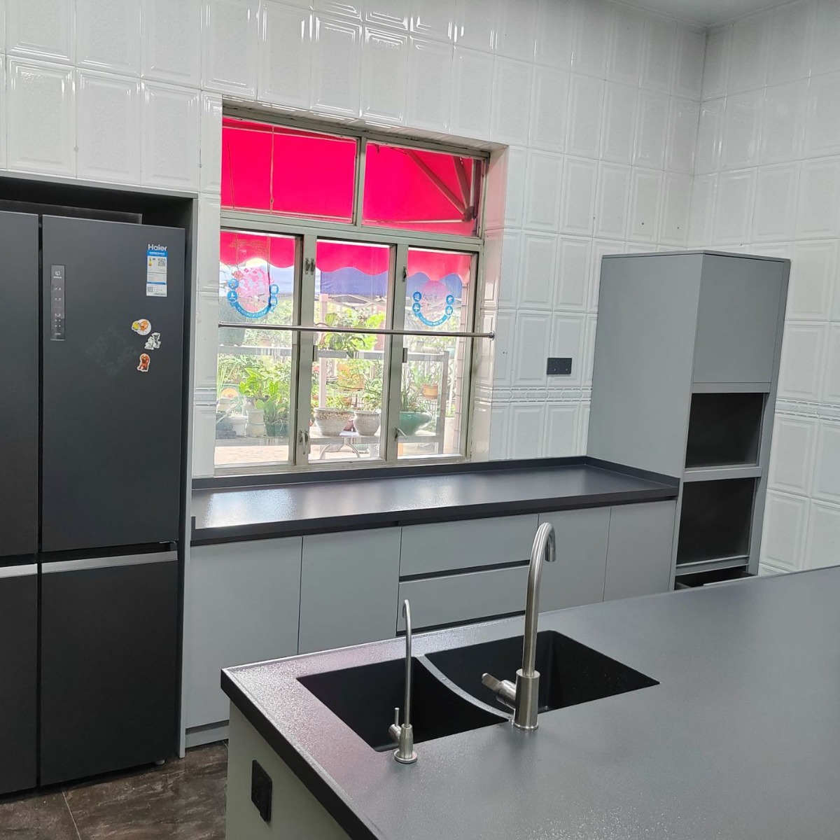 斯德姆304不锈钢橱柜现代简约整体式厨房橱柜不锈钢厨房工作橱柜