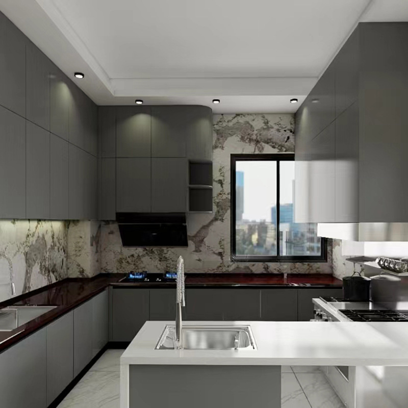 定制厨房橱柜简易防潮家用304不锈钢灶台柜一体式经济型整体橱柜