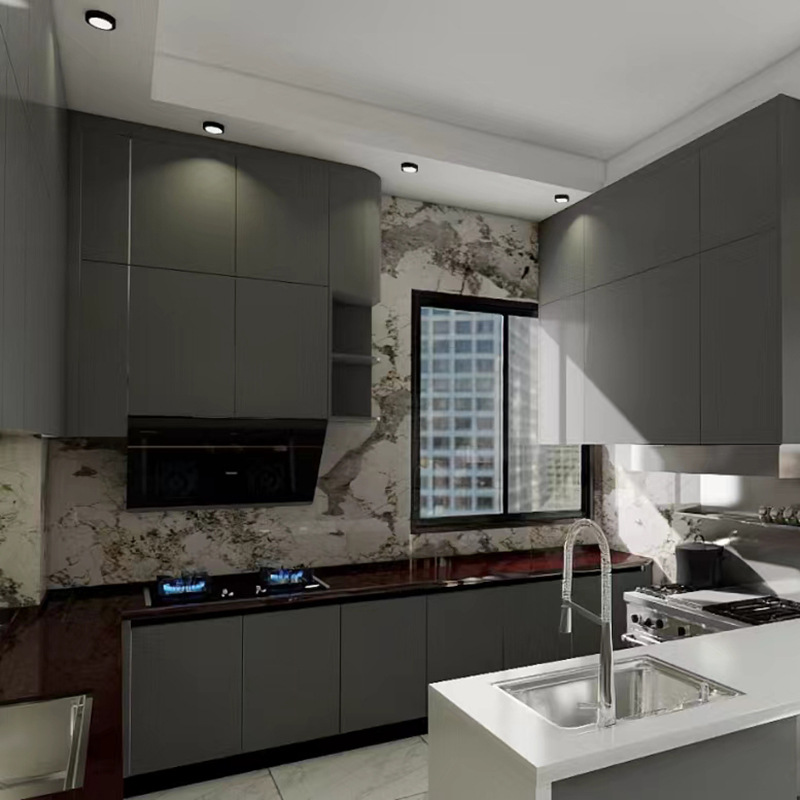 定制厨房橱柜简易防潮家用304不锈钢灶台柜一体式经济型整体橱柜