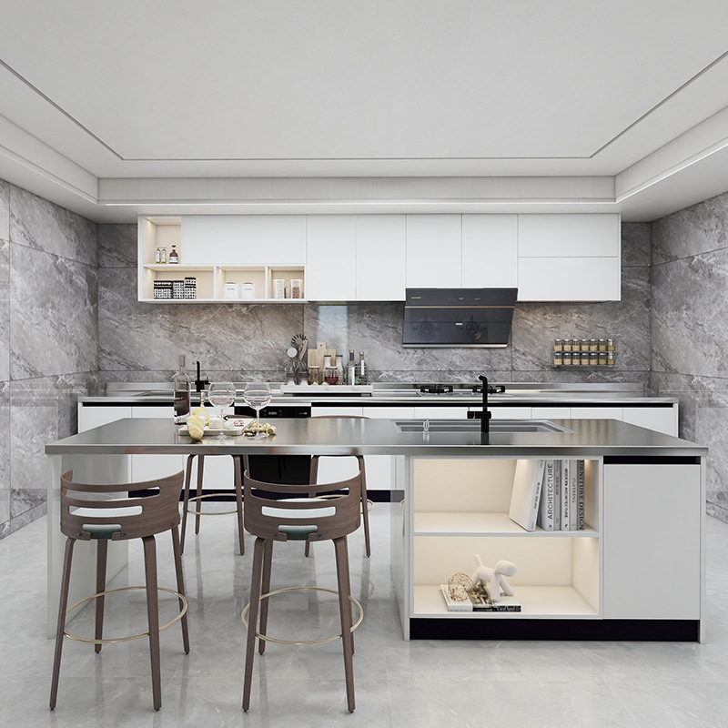 斯德姆厂家定制304不锈钢整体式橱柜公寓小户型碗柜收纳柜灶台柜