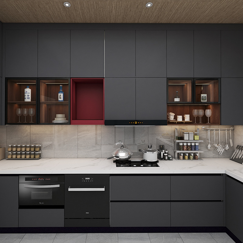 斯德姆厂家定制304不锈钢整体式橱柜公寓小户型碗柜收纳柜灶台柜